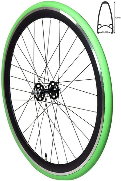 Voorwiel Wielset - Fixie Wiel - Stadsfietsen - Opgeslagen Gemonteerd - 28 Inch - Zwart Groen