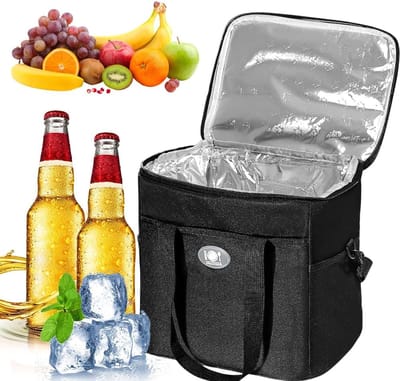 Vouwbare Draagbare Koeltas - Picknicktas en Geïsoleerde Tas voor Kantoor en Werk - Kleine Koeltas met Handvat - Vriezer- en Warmtas - Thermische Isolatietas - Zwart