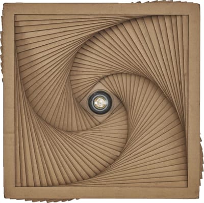 LEDVANCE plafondlamp Decor Cardboard Square Turn bruin van golfkarton, E27, 400 mm diameter, lampenkap van gerecycled materiaal, duurzaam dankzij vervangbare lichtbron, eenvoudig te installeren