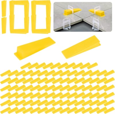 Pack of 100 gele tegelwedge - plastic tegels - nivellering systeem voor nauwkeurig leggen van tegels zonder uitsteeksels