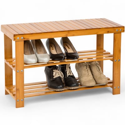 tectake® Bamboe Schoenenrek - Zitbank - Schoenenbank - 70 x 28 x 45,5 cm - Bruin