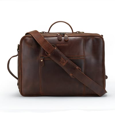 DE LAMASSU® (Zander) 2-in-1 Leren Rugzak & Schoudertas – Echt Volnerf Leer – Laptop 15,6 Inch – Camera & Business Tas – Unisex