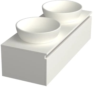 Dutchline Badmeubel Onderkast - Glans Wit - 120x46cm - 1 Lade - 2 Uitsparingen
