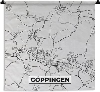 Wandkleed - Wanddoek - Plattegrond - Duitsland - Göppingen - Stadskaart - Kaart - 180x180 cm - Wandtapijt