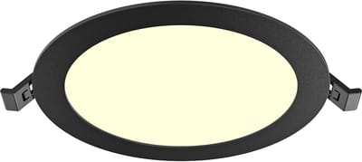 LED Downlight Inbouwspot Dimbaar - Brinton Thin - 12W 1120lm 120° Bundelhoek - Warm Wit 3000K - IP40 - Rond - Zwart - Ø170mm Buitenmaat - Ø150mm Zaagmaat