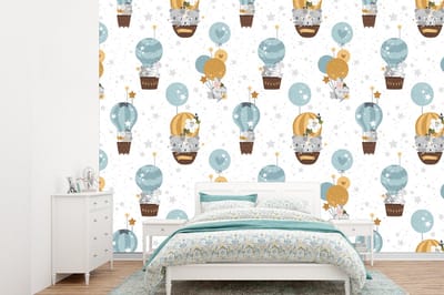 Behang - Fotobehang Jongens - Patronen - Luchtballon - Kinderen - Breedte 360 cm x hoogte 260 cm