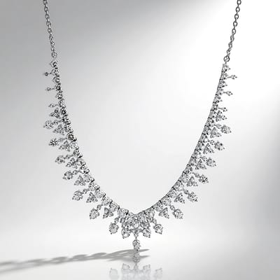 Cavill - Zilveren Halsketting - 925 Sterling Zilver Gerhodineerd - Witte Topaas 14.44 ct - Ronde Slijpvorm - Elegante Verstelbare Ketting 41-46 cm
