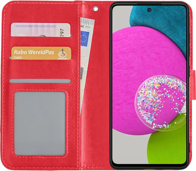 Hoesje Met Pasjeshouder - Geschikt voor Samsung Galaxy A52s 5G - Luxe Bookcase Portemonee - Flip Case - Kunstleer Book Case - Flipcase - Book Cover - Walletcase - Portemonneehoes - Rood