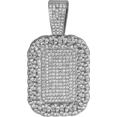Hip Hop Luxe Grote Vierkante Hanger Ketting Set Heren Cubaanse Ketting Iced Out Bling Rock Party Kettingen Verjaardagscadeau Bedel Sieraden gray