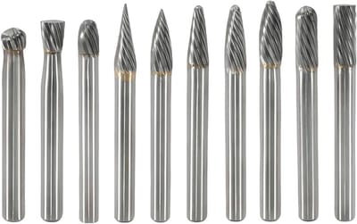 Carbide Freespen Set van 10 Stuks, Roterende Booraccessoires voor Scherpen, Beitelen en Graveren met 6 mm Schacht