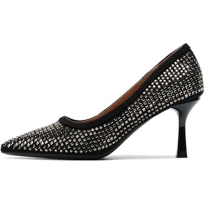 Spitse stilettohakken, nieuwe damesschoenen met lage instap, middelhoge hakken, sexy damesschoenen met pailletten. 39