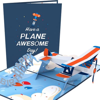 3D Pop-up Verjaardagskaart Vliegtuig | Unieke Wenskaart voor Piloten en Liefhebbers met Ruimte voor Geld