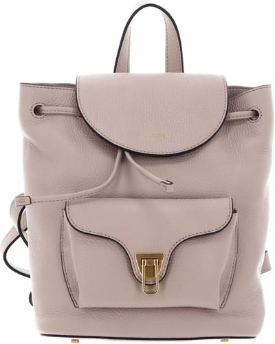 COCCINELLE Leren Vrije tijd rugzak Rugzak Beat Soft Grained Leather Backpack Rosette Beige