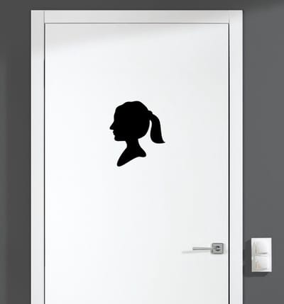 Deursticker - Dames Hoofd - Zwart 14x16