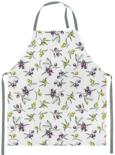 Keukenschort olijf - Schort voor keuken met print van olijven - 100% katoen - 70 x 85 cm
