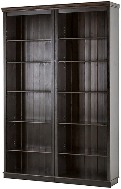 Anita - Boekenkast in donkerbruin grenen (223 x 148 x 34 cm)