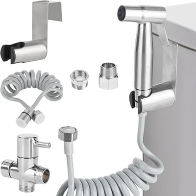 Dailygoods- Bidet Handdoucheset - Roestvrij Stalen Handdouche - Ergonomische Vorm - G1/2 inch Ventiel - G3/8 inch Voor Toilet - Verstelbare Lengte