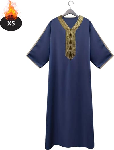 Nivard Islamitische Kleding - Djellaba Heren - Moslim Kleding - Arabisch Mannen Kaftan - Alhamdulillah - Marineblauw XS