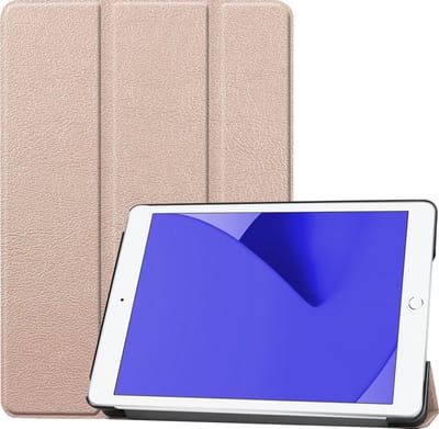 Hoes - Geschikt voor Apple iPad 8 (2020) - 10.2 inch - 8e Generatie - Dun & Stevig - Trifold Bookcase - Hard Cover - Hardcover Book Case - Tablet Hoesje - Goud