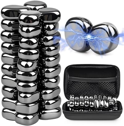Dailygoods- Hematietmagneten 40 Stuks - Zwarte Magneten - Sterke Magneten - Onregelmatige Magneten - Speelgoed voor Kinderen - Draagbare Opbergtas