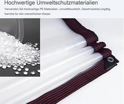 Transparant zeil met oogjes, waterdicht afdekzeil, doorzichtig, voor zijpanelen, paviljoen, buiten, tuinmeubelen, tent of tuin, 2 x 1 m