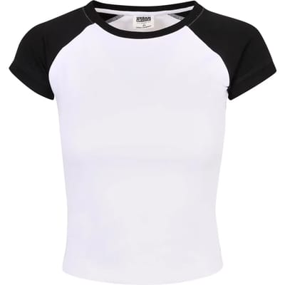 Urban Classics - Organic Stretch Short Retro Baseball Top - 4XL - Wit/Zwart