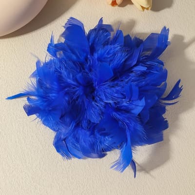 20CM Mode Overdreven Veer Bloem Grote Broche voor Vrouwen Dame Luxe Persoonlijkheid Reversspelden Feest Bruiloft Kleding Sieraden blue