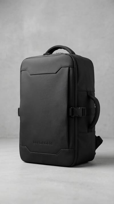 Lundholm Rugzak Underseater 40x30x20 - Rugtas Travel Laptoptas 15.6 inch met TSA slot - Reizen Handbagage Koffer als Rugtas - Maximale Inhoud - Cabin Approved - Scandinavisch Design Zwart