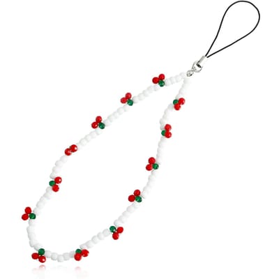 Dragonne de téléphone tendance Charme de téléphone Chaîne de téléphone à perles cerises Bijoux pour femmes - Lanière perdue Cadeau Ventes en gros