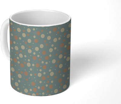 Mok - Koffiemok - Stippen - Patroon - Grijs - Mokken - 350 ML - Beker - Koffiemokken - Theemok