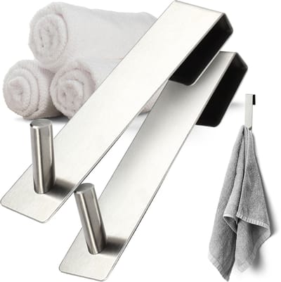 KADAX Deurhaken om op te hangen, deurkaphaken, deurkledinghaken, kledinghaken, deurkaphaken, deurkledinghaken van roestvrij staal (zilver, 2 stuks, individueel)