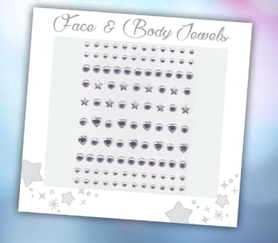 Face & Body Jewels (106 Diamantjes Hartjes/Sterren/Cirkels) [Dots Strass Steentjes met Zelfklevend Plaklaag - Sticker Diamantjes voor Lichaam en Gezicht - Festival Tattoo Set Outfit Glitter - Juwelen Rhinestones Rhine stones]