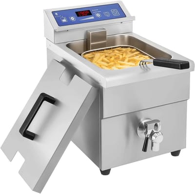 Royal Catering RCIF-10EB 1x10 L Inductie Friteuse 1 X 10 Liter 230V Professionele RVS Frituur met Frituurmand en Deksel 60-190°C (3500 Watt, Aftapkraan)