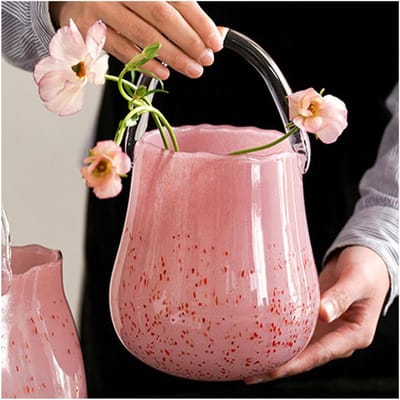 Zak Bloemenvaas - Handtas Vaas Glas - Bloemen Schikken - Met Handgrepen - 25x11.5 cm - Helder