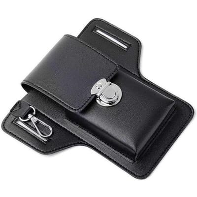 1PC Vintage PU lederen heuptas mobiele telefoon lus holster heren riem tas telefoon zakje portemonnee zwart