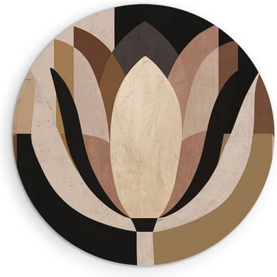 Saammp Muurcirkel Hout - Abstracte Tulp - Natuur - bloemen - Ø 90 - Wandcirkel - Wanddecoratie Cirkel - Muurdecoratie Woonkamer - Kantoor Decoratie