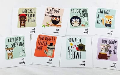 Wenskaarten Bosdieren - Valentijnskaarten Thema - Versturen Liefde - Hipster Stijl - 24 Stuks - Meerkleurig