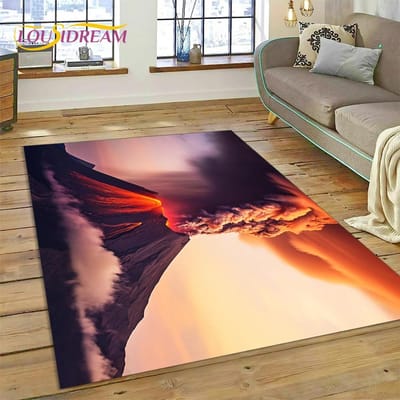Vulkaan 3D Lava Magma Vloerkleed Tapijt voor Woonkamer Slaapkamer Huisdecoratie, Vloermat Antislip Decoratie voor Bank Keuken Deurmat Cadeau 70x100cm( 27x39in )