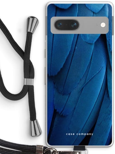 Case Company® - Hoesje met koord geschikt voor Google Pixel 7 hoesje met Koord - Pauw - Telefoonhoesje met Zwart Koord - Bescherming aan alle Kanten en Over de Schermrand
