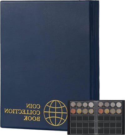 Munt Albums - Verzamelboek - Collecties Opslaan - 10 Pagina's - 200 Vakjes - Pruisisch Blauw