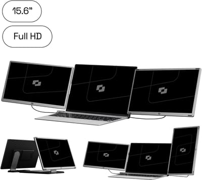 Screenmate® Infinity Portable Monitor 15,6” - Draagbare Monitor met Beschermhoes - Extra Scherm Laptop - Draagbaar Beeldscherm - Grijs