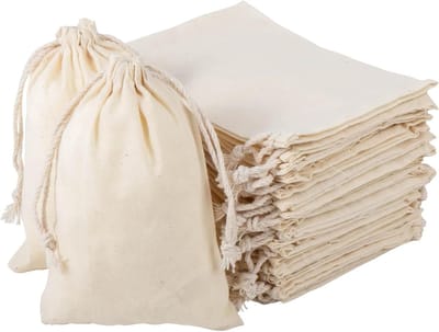 Katoenen cadeauzakjes 30 stuks - kleine zakjes voor sieraden - bruiloft en kerstfeest - 10 x 14 cm - van linnen