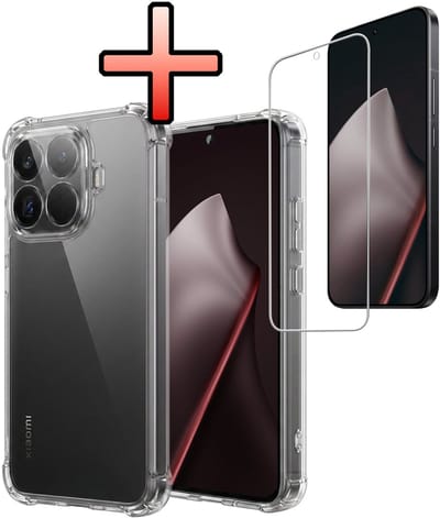 Hoesje - Met Screenprotector - Geschikt voor Xiaomi 15T Pro - Sterk & Shockproof - Siliconen Case - Back Cover - Telefoon Hoes - Shock Proof - Transparant