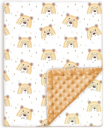 Famanu – Babydeken van 75 x 100 cm, zachte en veilige minky katoenen deken, ideaal voor wieg en kinderwagen
