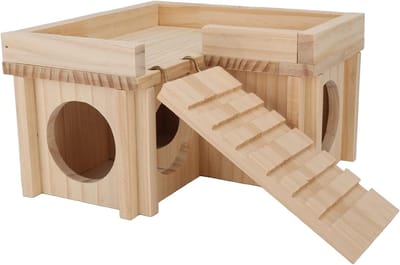 Houten Hamsterhuis met Doolhofschuilplaats, Ladder en Meerdere Kamers voor Actieve Huisdieren