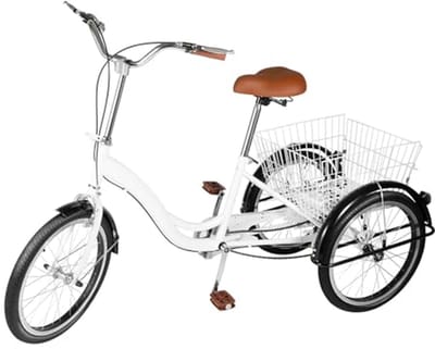 Driewieler Volwassenen - Driewiel fiets - Boodschappen doen - Met mand - 20 inch - Wit