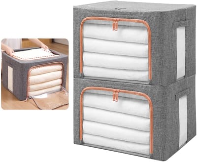 Dailygoody - Opbergtas - Stapelbare Kledingopslag - 100L - Grijs - Opvouwbare Organizer - Ruimtebesparend - Geschikt voor Kledingkast
