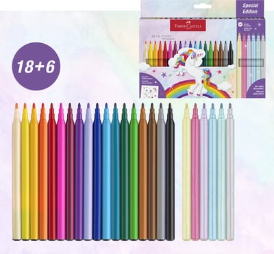 Faber-Castell viltstiften - 24 stuks - met unicorn stickers - FC-554221