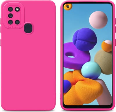 Cadorabo Hoesje geschikt voor Samsung Galaxy A21s in FLUID HOTPINK - Beschermhoes gemaakt van flexibel TPU silicone Cover Fluid Case