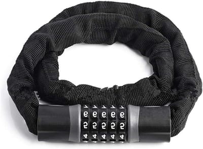 Fiets Ketting Slot - Motorslot Code - Diefstal Beveiligen - 5-Cijferig Combinatieslot - Tot 145cm Lengte - Zwart